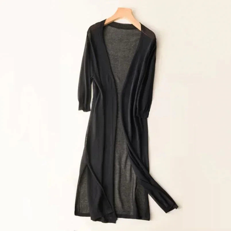 Valenzora | Long Open Front Cardigan