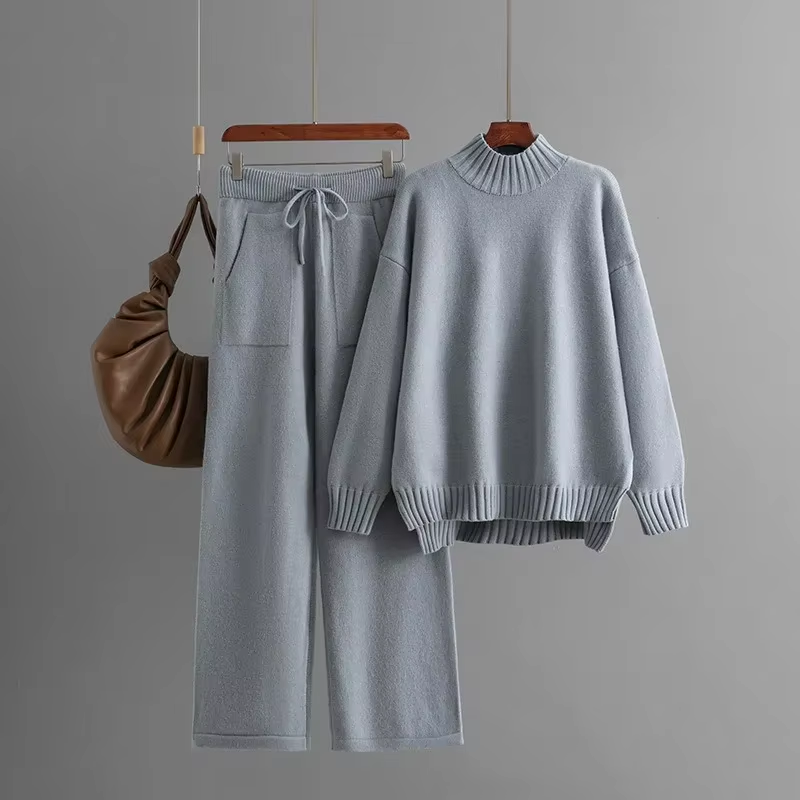 Valenzora | Stylisches Set bestehend aus einem langärmeligen Pullover und einer Hose mit geradem Bein