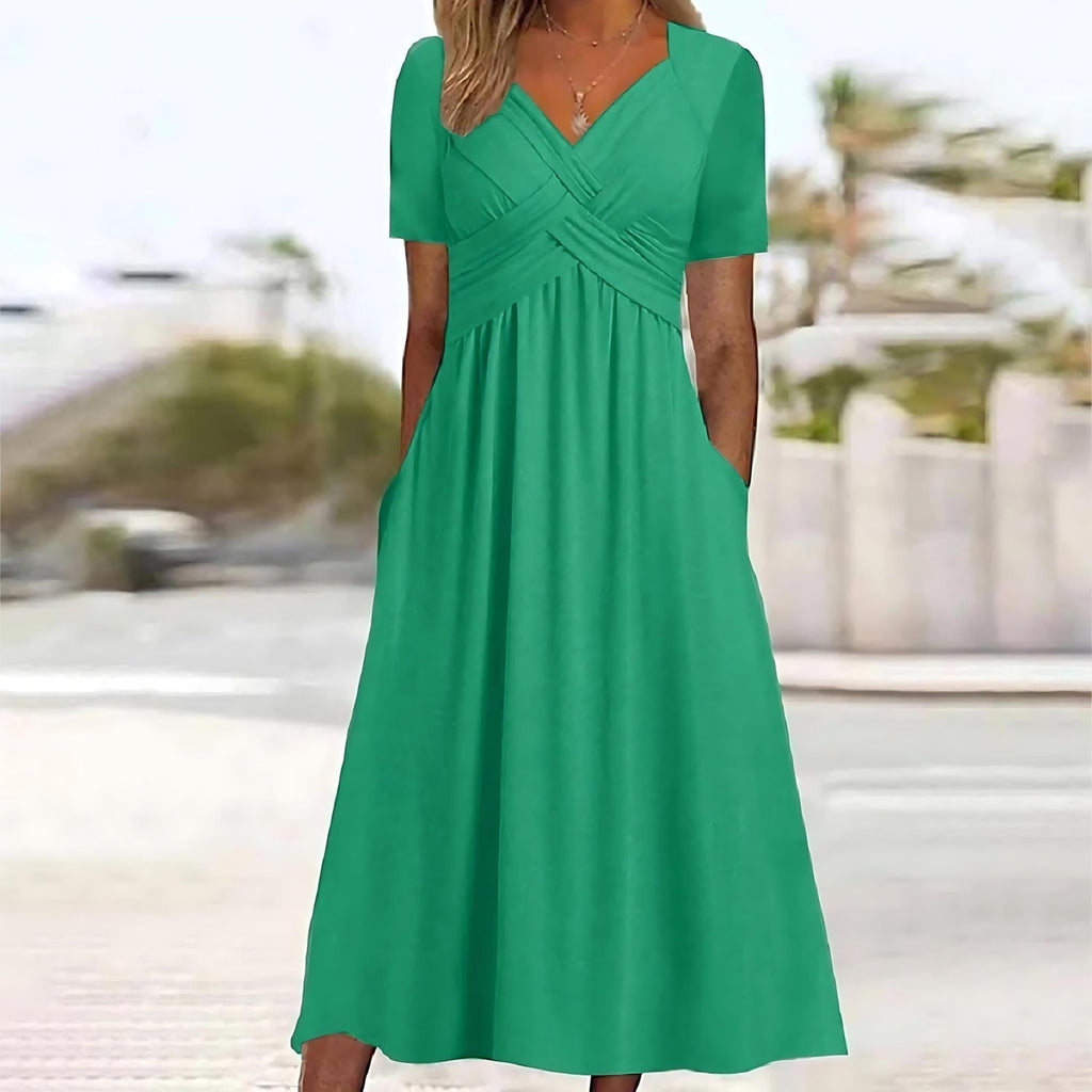 Valenzora | Chic midi dress with tummy coverage