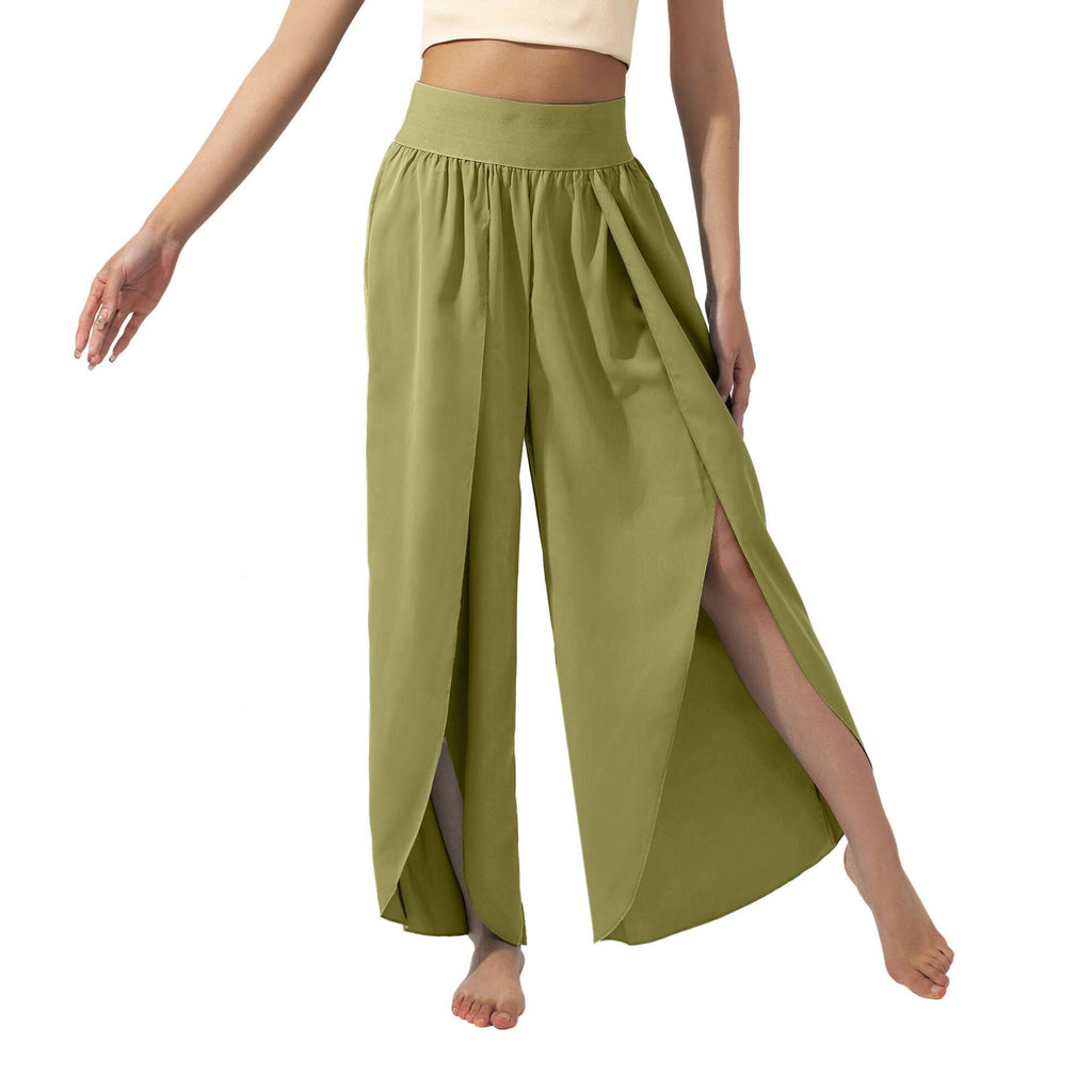 Women's airy culottes with side slits, size
