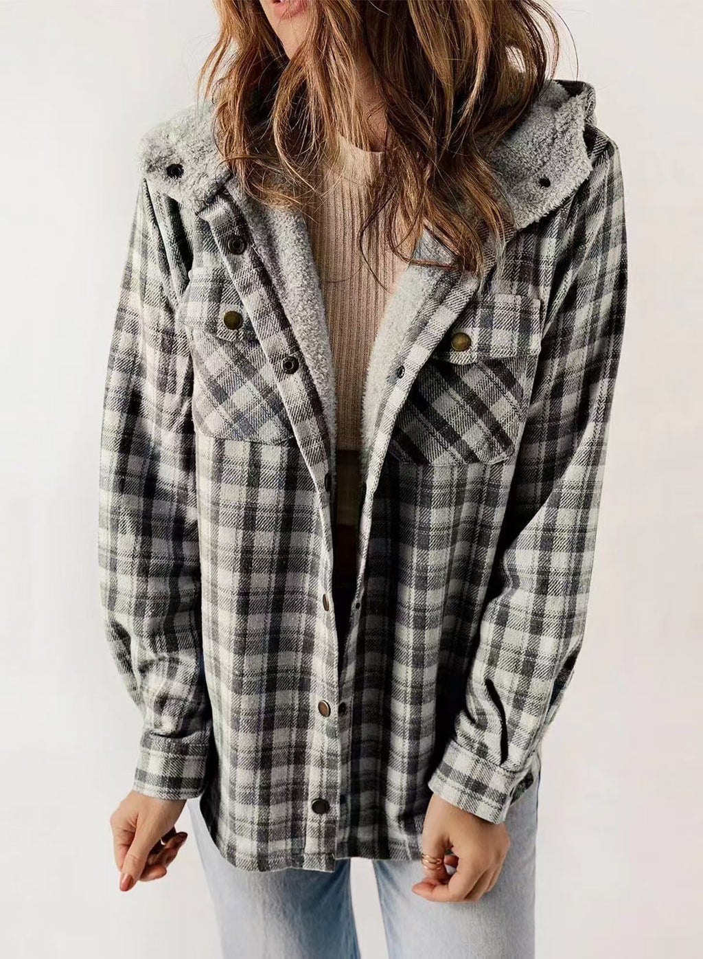 Women's flannel jacket with fleece lining, size
