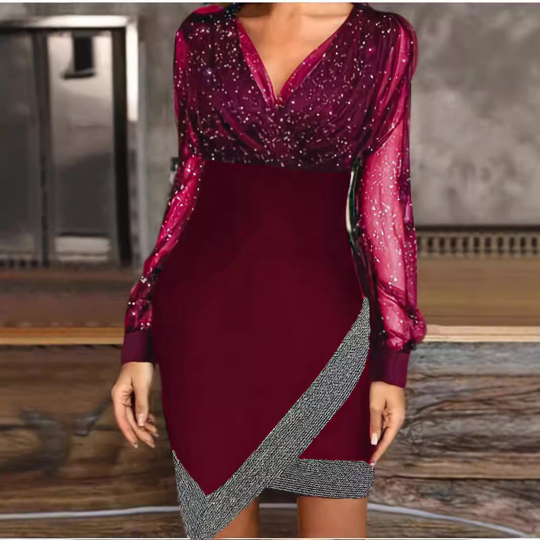 Women's evening dress with sparkling details and elegant cut, size