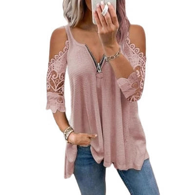 Women's top with cut-out sleeves and zipper, size