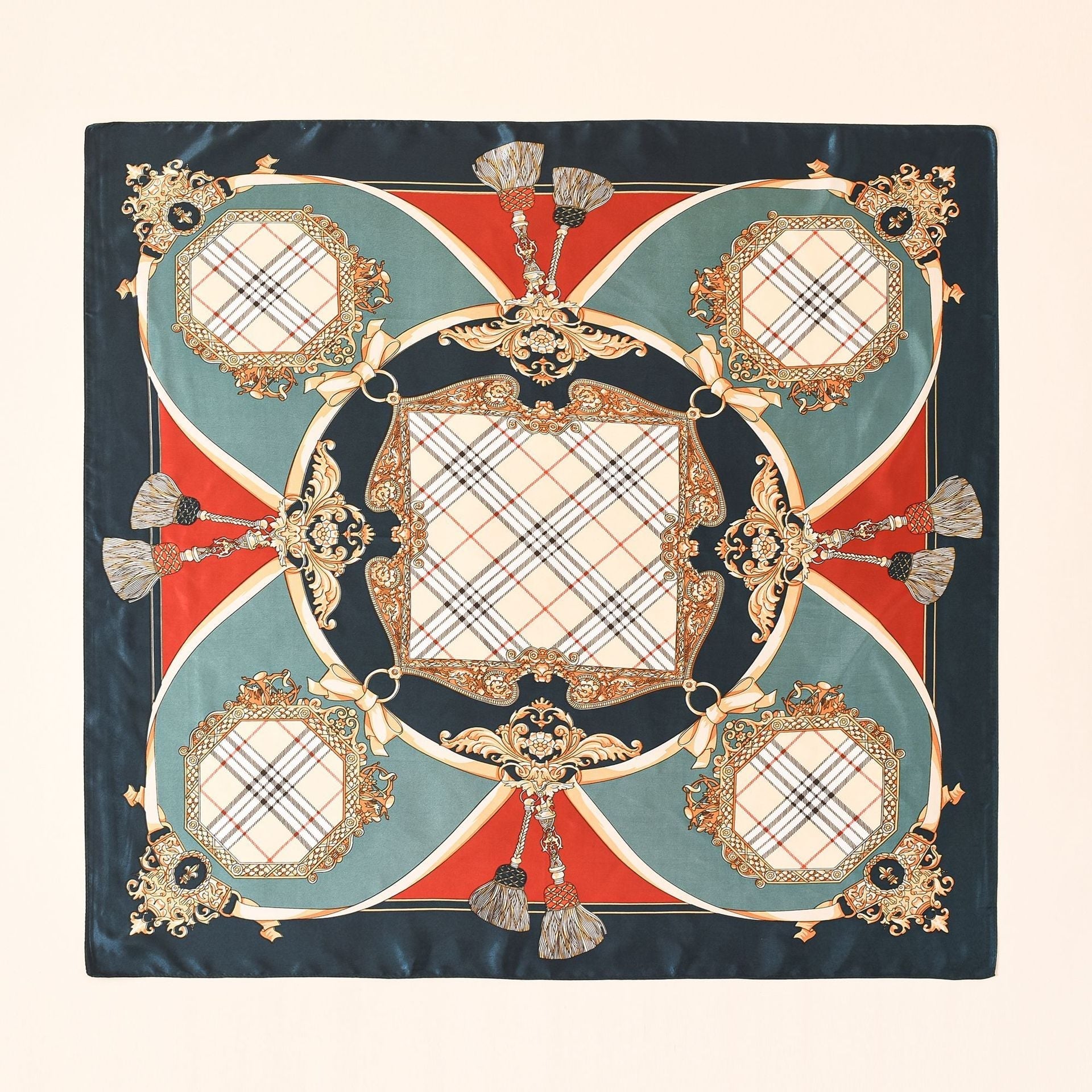 Damen-Seidenschal mit kunstvollem Barockmuster und luxuriösem Glanz, Größe S