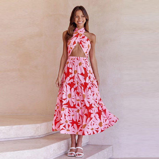 Valenzora | Halter Printed Sleeveless Halter Dress