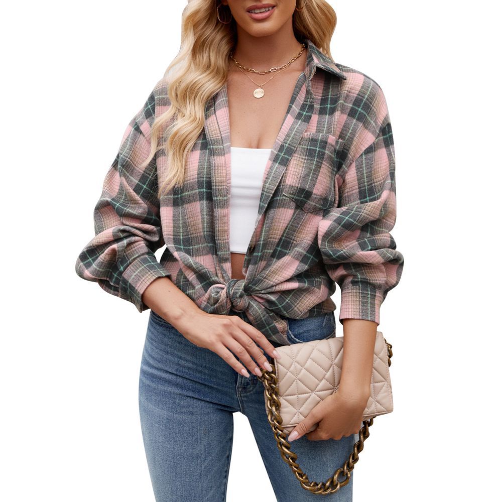 Damen karierte Oversized Hemdbluse Valenzora