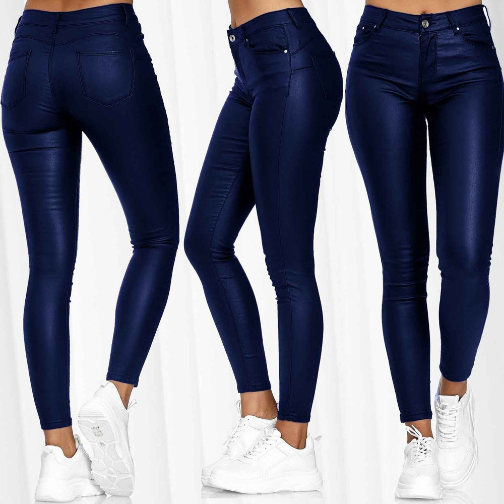 Damen-Leggings aus Kunstleder, matt, figurbetont, niedrige Taille, Größe [Größe fehlt]