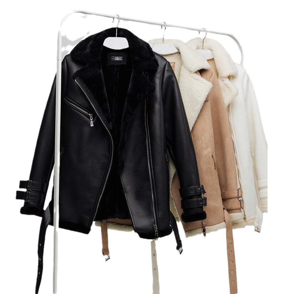 Damen-Lederjacke mit kuscheligem Futter, Größe