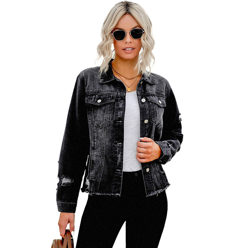 Damen-Jeansjacke mit entspannter Passform und funktionellen Taschen, Größe