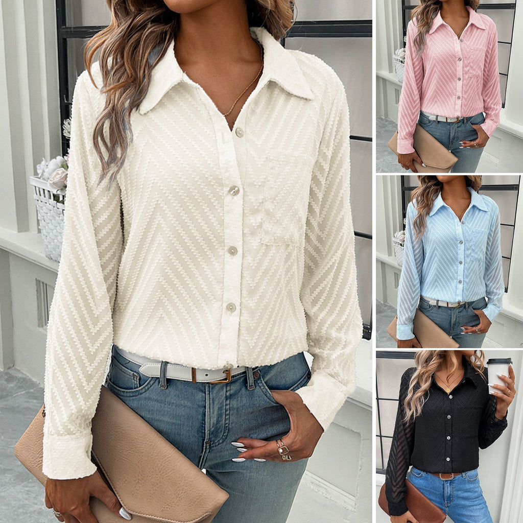 Elegante Damenbluse mit transparenten Ärmeln und Knopfverschluss, Größe [Größe fehlt]