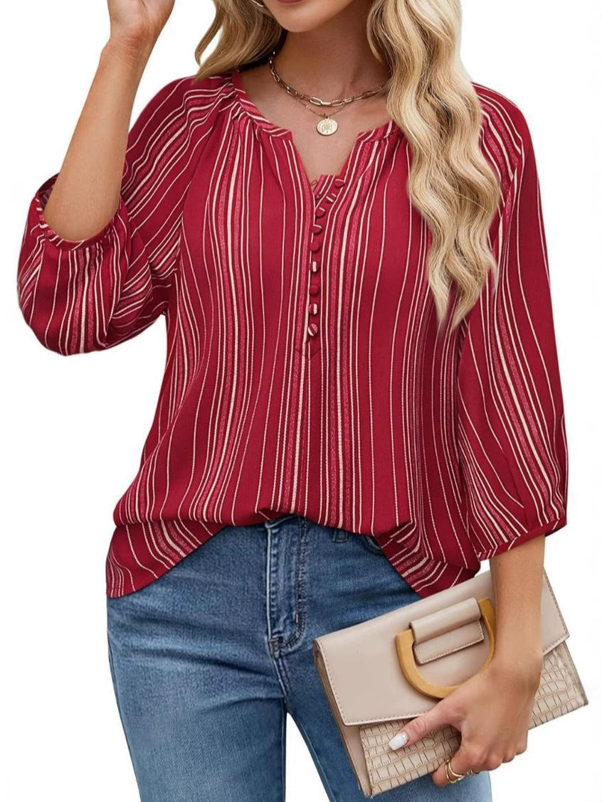 Elegante Damen Tunika-Bluse mit edlem Streifenmuster, Gr.