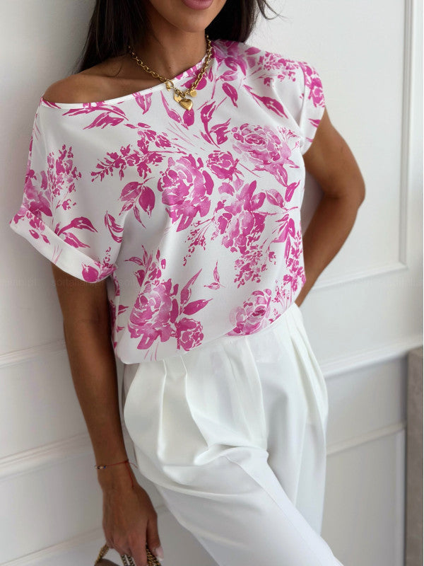 Valenzora | Summer printed round neck loose shirt