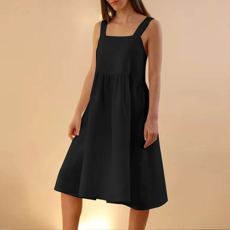 Damen-Sommerkleid mit tiefem Rückenausschnitt und Knopfdetails, Größe