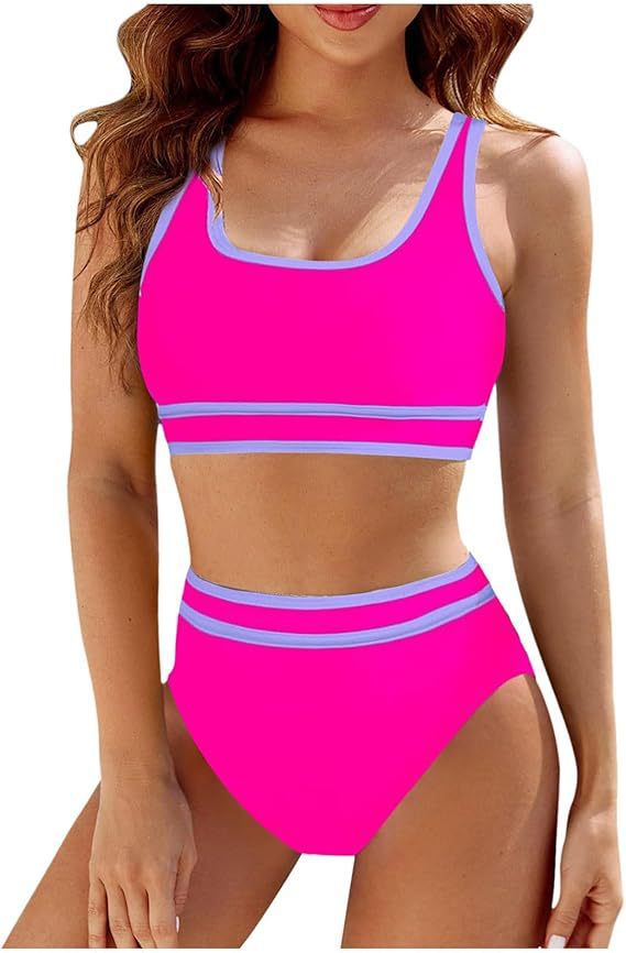Women's sporty bikini set with high-cut bottoms and sporty top, size [size missing]