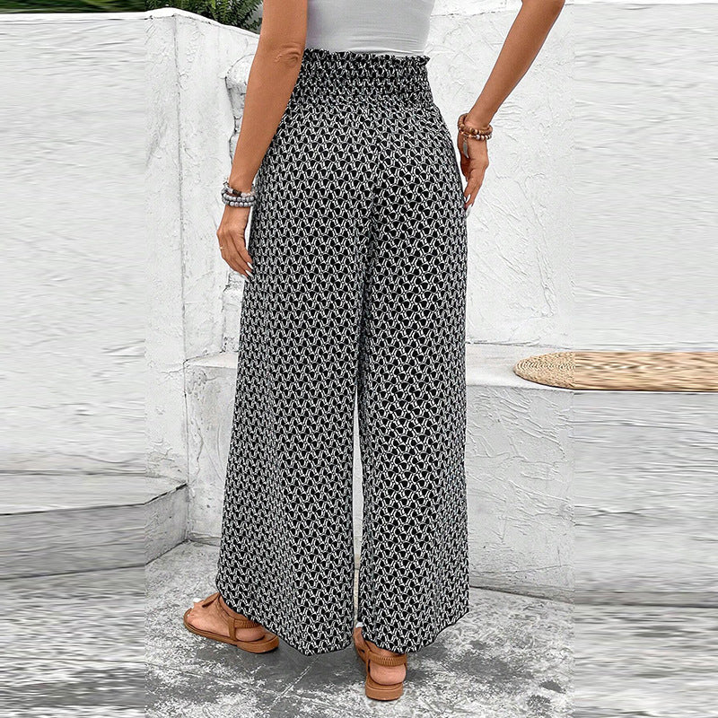 Damen-weite Sommerhose mit Blumenmuster und Gummibund, Größe