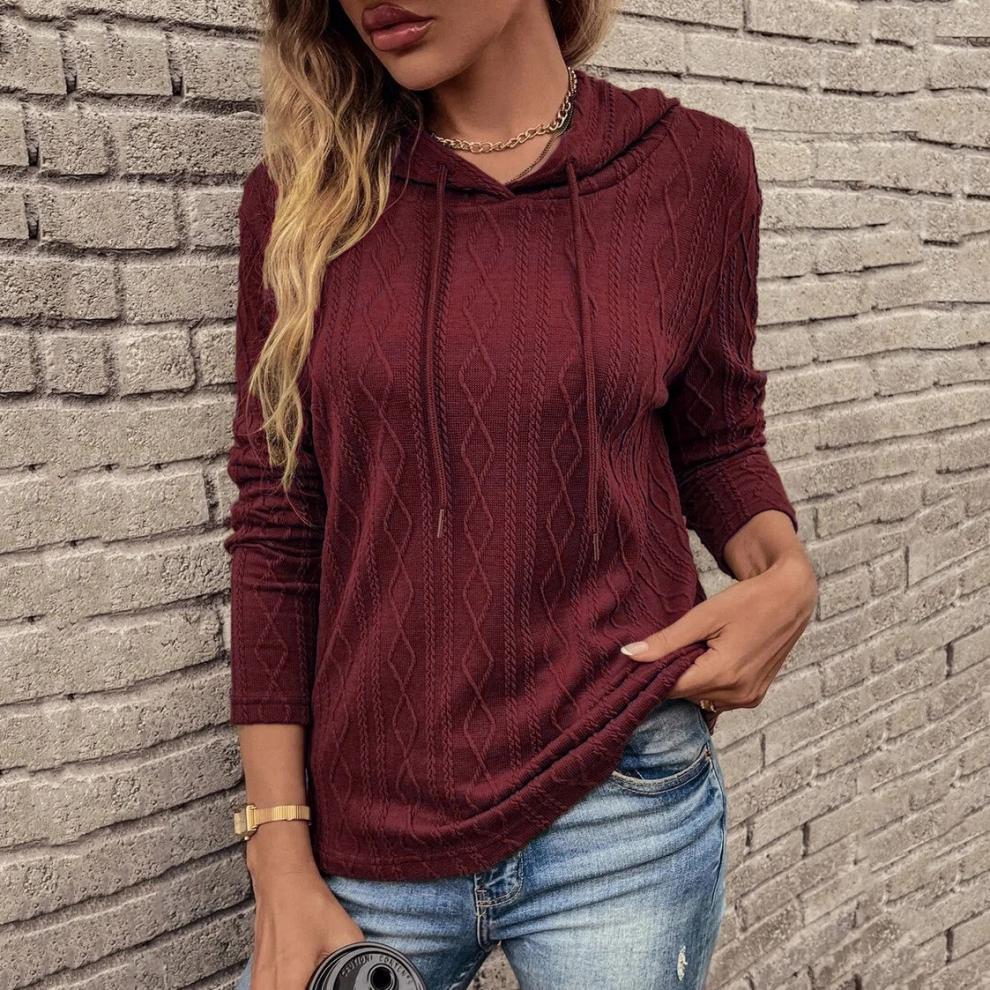 Valenzora Lace-up long-sleeved jacquard hoodie