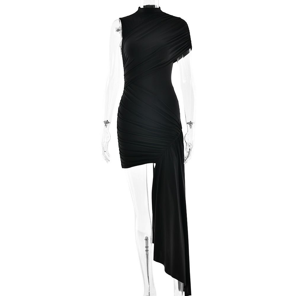 Damen-Minikleid, figurbetont, mit asymmetrischer Drapierung, Größe