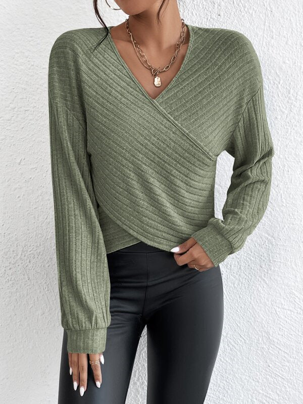Valenzora | V-Ausschnitt Wickelpullover für mühelosen Stil für Frauen