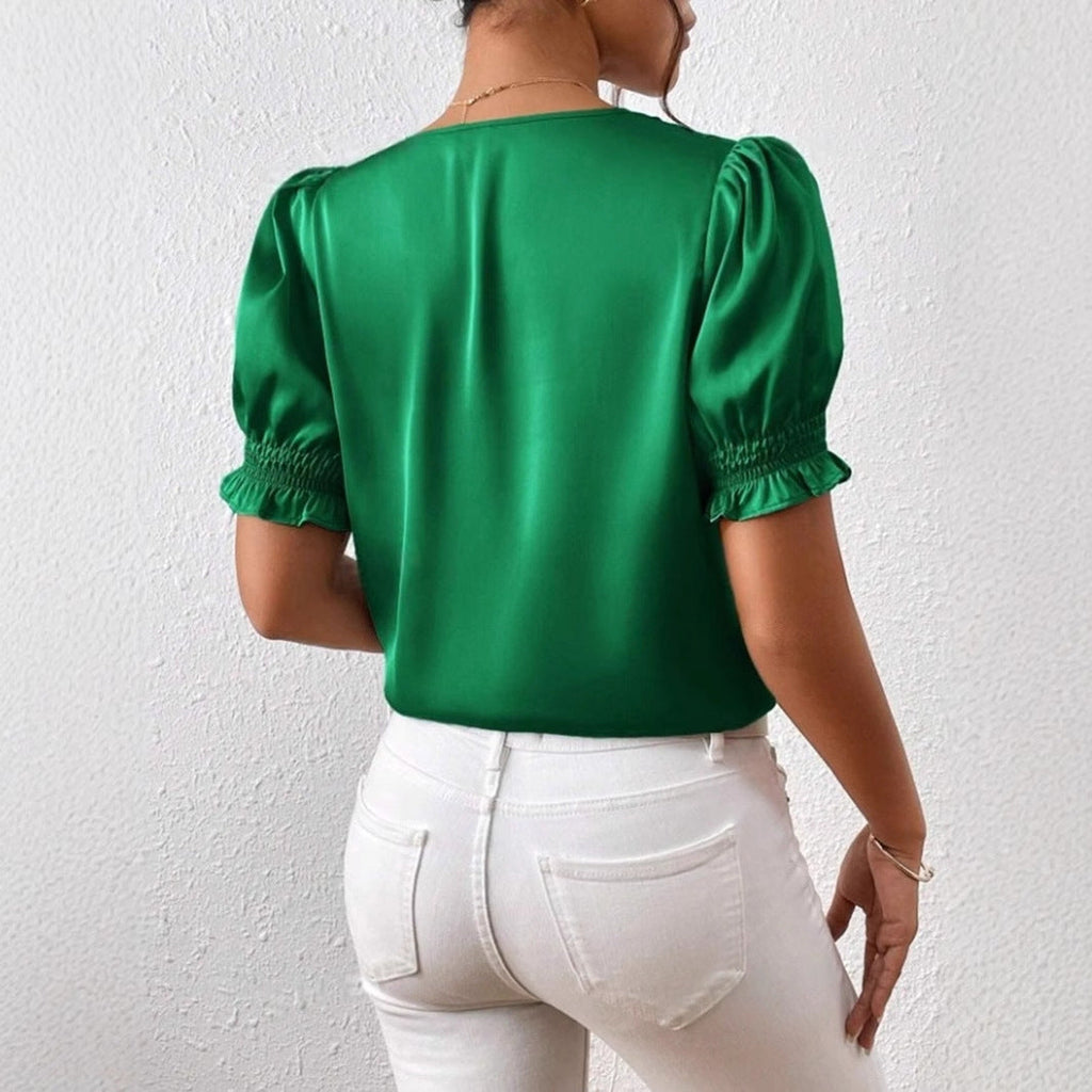 Valenzora | Casual short-sleeved ruffled shirt