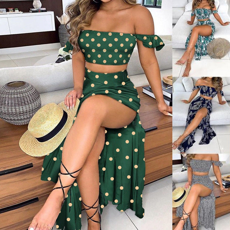 Valenzora | Seductive Off-Shoulder One-Shoulder Split Skirt Set