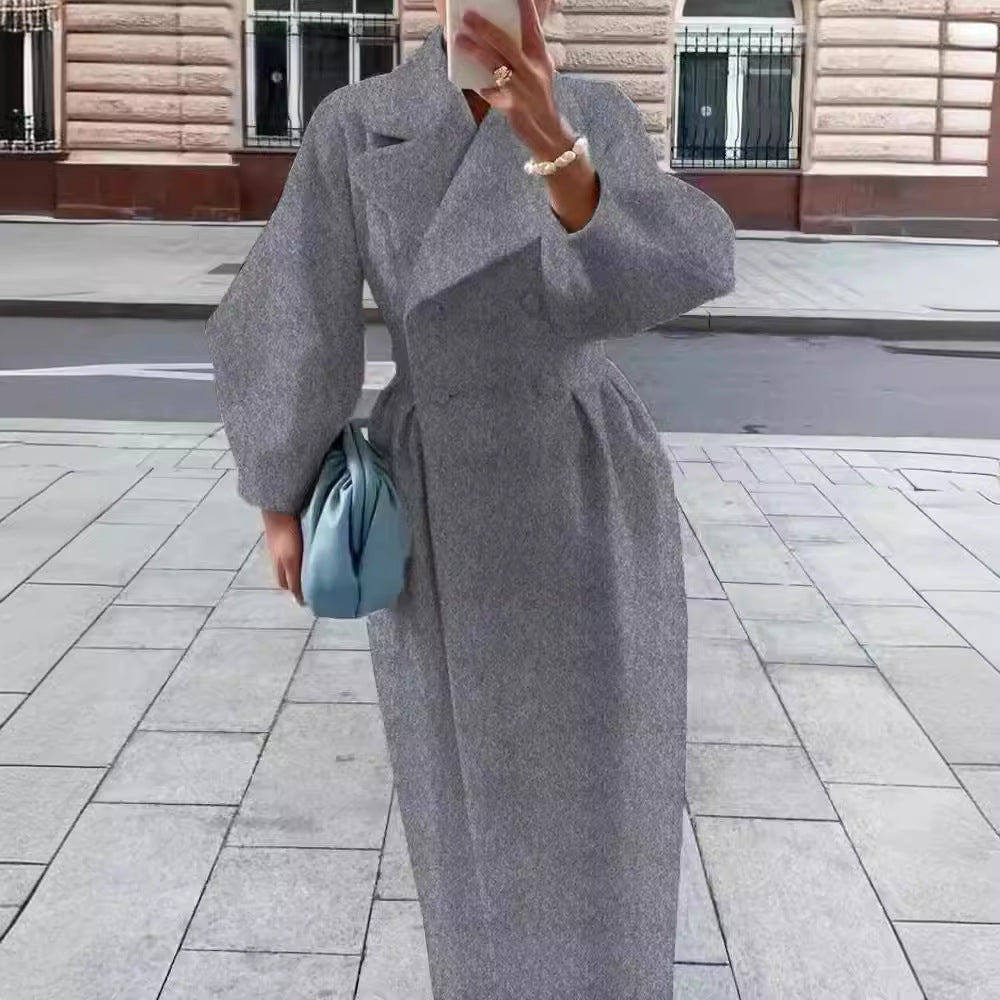 Damen Maxicoat Oversized mit Schulter-zu-Schulter-Oberteil und zweifarbiger Vorderseite, Größe