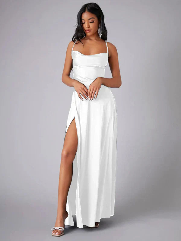 Valenzora | Silk maxi dress with braided back. Dress yourself for formal occasions. Lucette