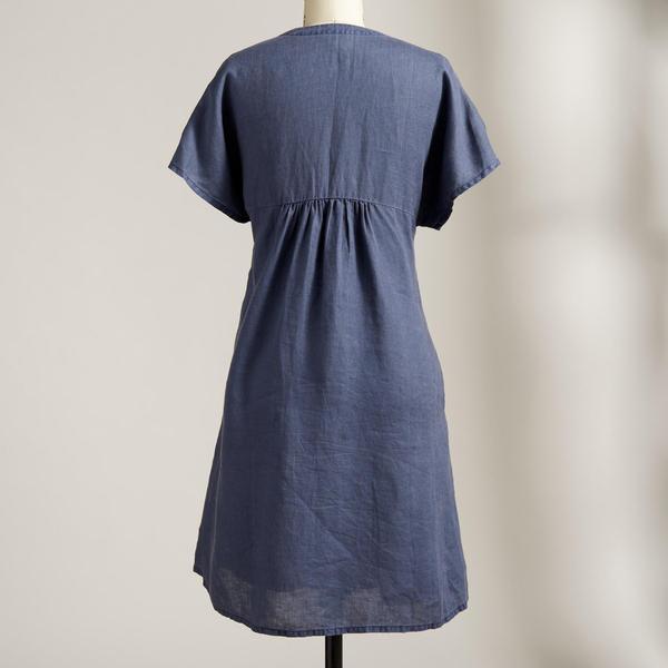 Damen Freizeitkleid mit lockerer Passform und modischem V-Ausschnitt Drune