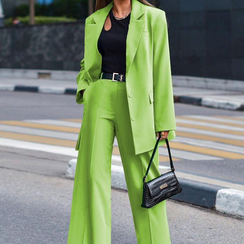 Women's Oversized Blazer and Wide-Leg Trousers Combination, Size