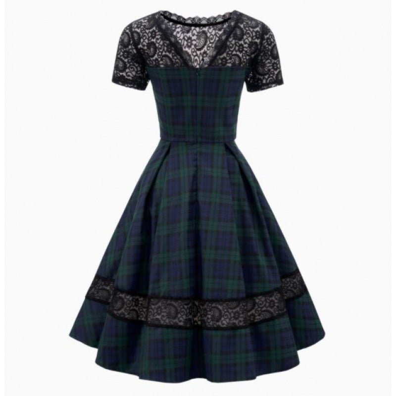 Damenabendkleid mit Spitzenapplikationen und fließendem Rock, Größe Valenzora