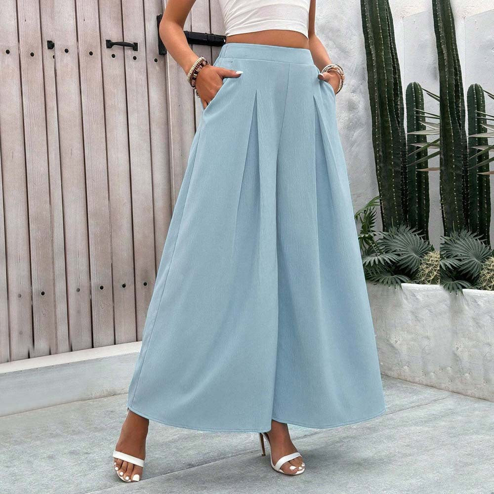 Damen-Palazzohose mit weitem Bein, eleganten Falten und hohem Bund, Größe [Größe fehlt]