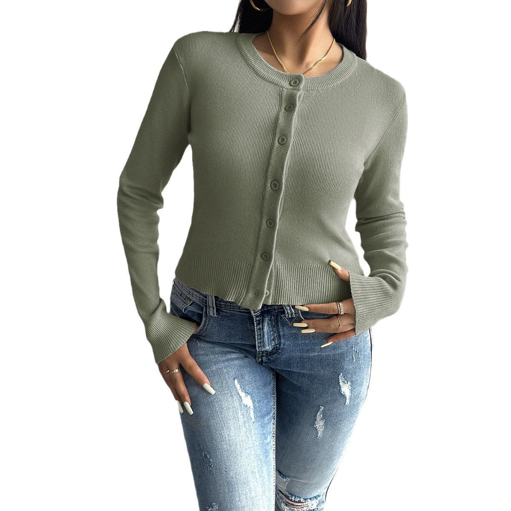 Women's cardigan with fine rib texture and button closure, size [size missing]