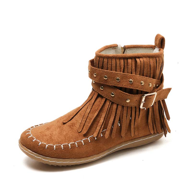 Valenzora | Boho ankle boots with fringes and buckles for women