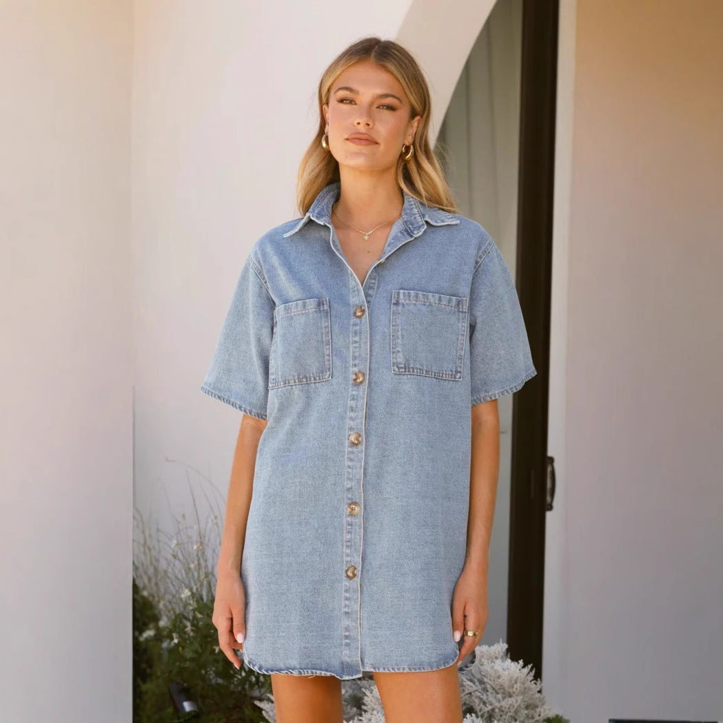 Damen-Jeans-Cami-Kleid mit praktischen Taschen und trendigem Look, Größe S