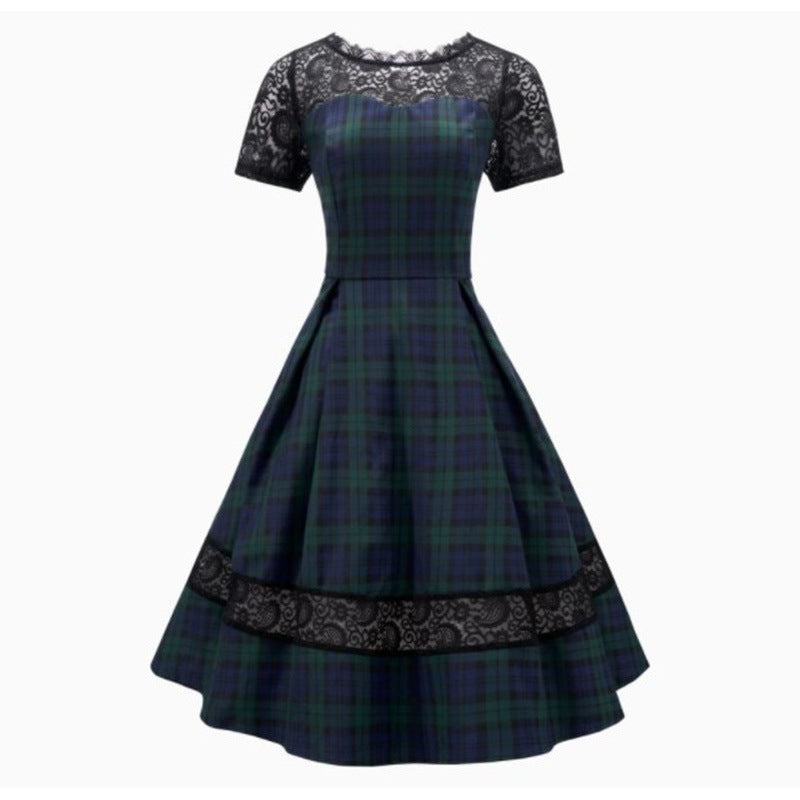 Damenabendkleid mit Spitzenapplikationen und fließendem Rock, Größe Valenzora