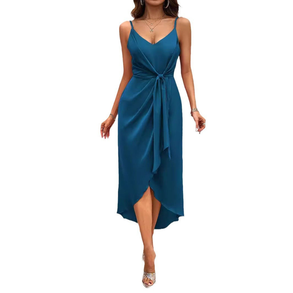 Damen Wickelkleid mit elegantem V-Ausschnitt und verspieltem Schlitz, Größe