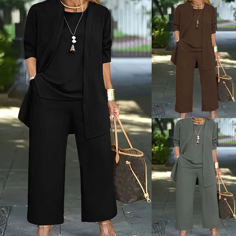 Valenzora | Dreiteiliges Set mit Langarm-Cardigan und Weste