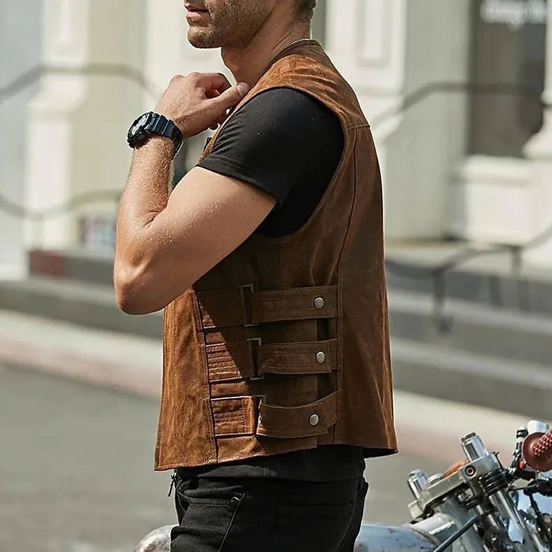 Valenzora | Robust leather vest with many pockets