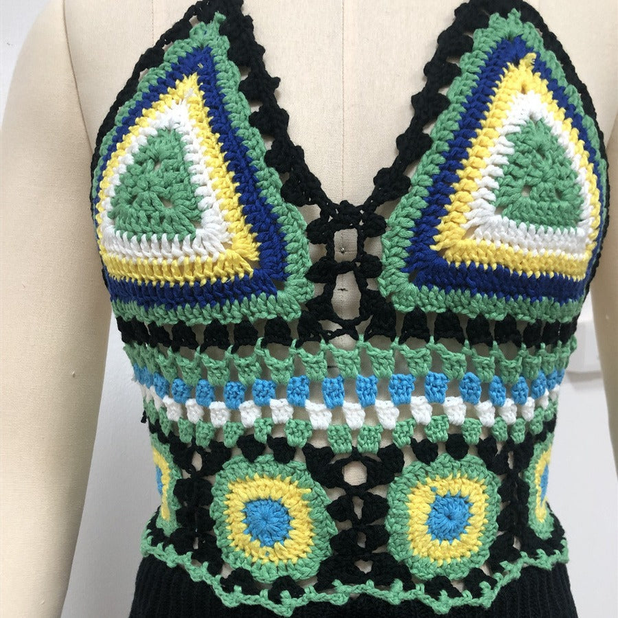 Bohemian handgehäkeltes Bralette Bikini-Oberteil Größe