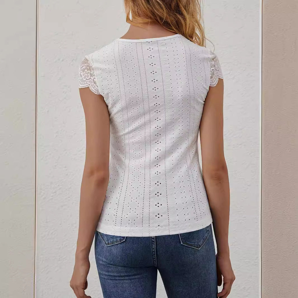 Valenzora | Lace Insert Slimming T-Shirt