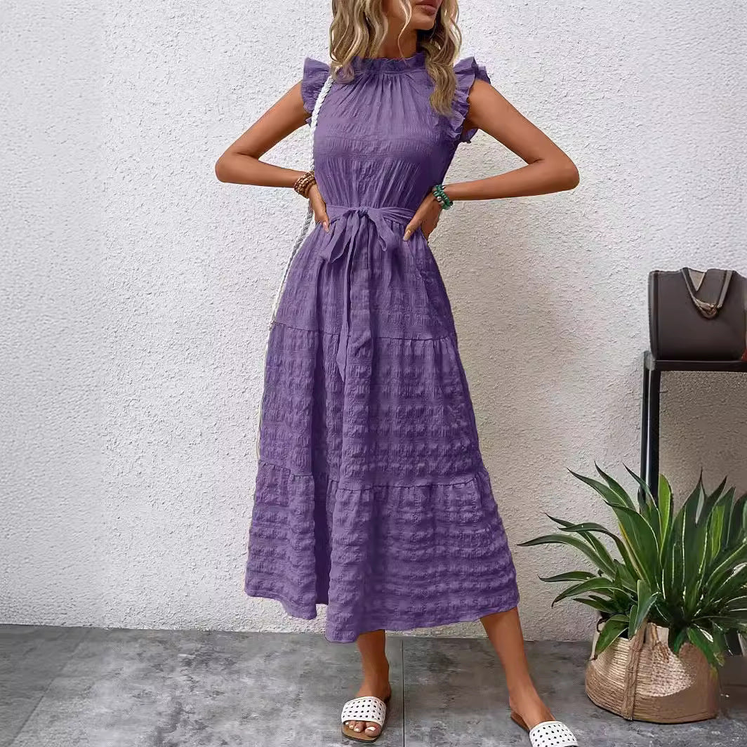 Damen Wickelkleid mit Rüschen und tailliertem Saum, Größe