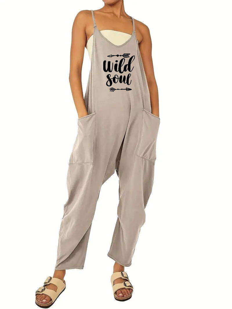 Damen-Jumpsuit mit lockerer Passform und praktischen Taschen, Größe