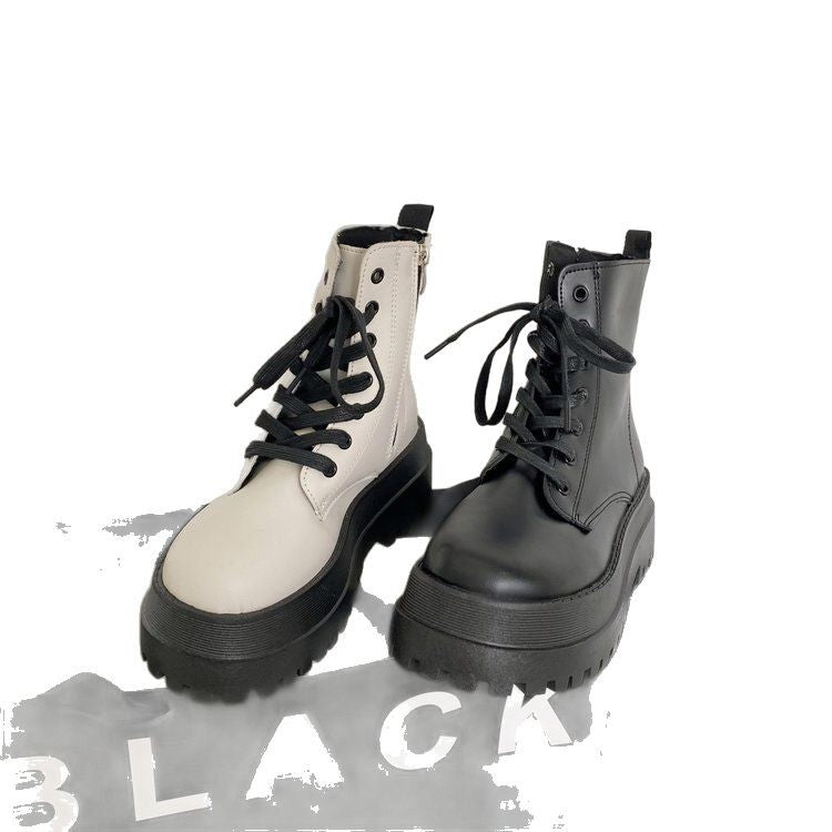 Women's lace-up boots with a sturdy platform sole and elegant upper, size S