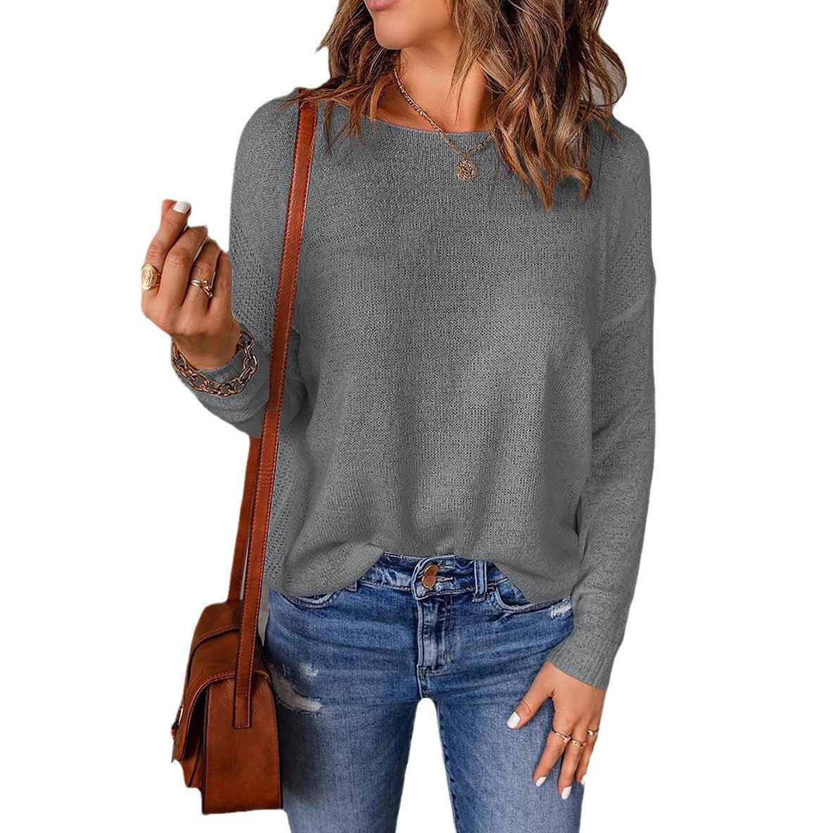 Damen Freizeit-Stricktop mit legerer Passform und feinem Rippenmuster, Größe S