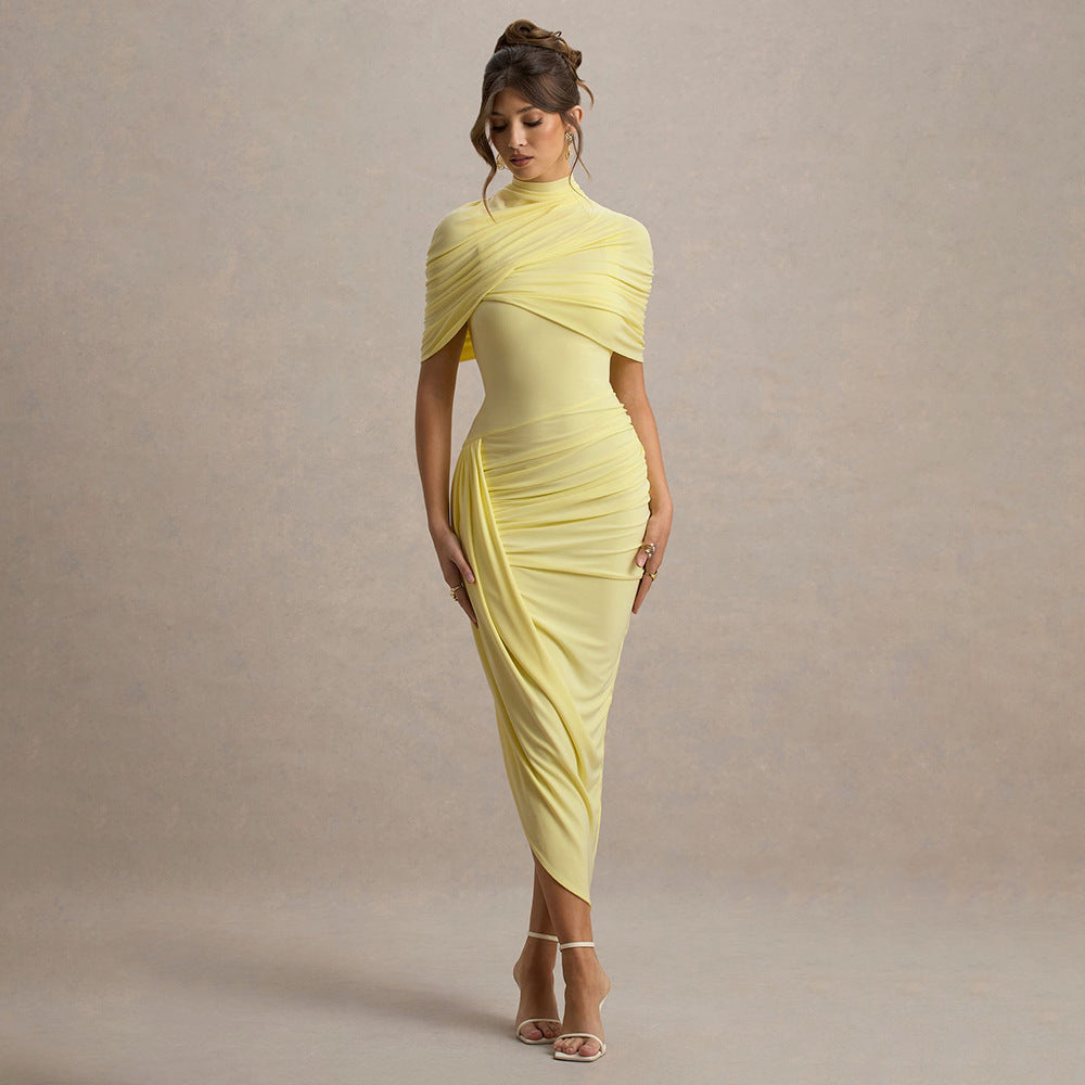 Women's elegant, figure-hugging ruffled evening dress, size