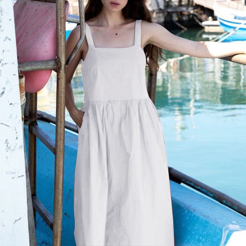 Damen-Sommerkleid mit tiefem Rückenausschnitt und Knopfdetails, Größe