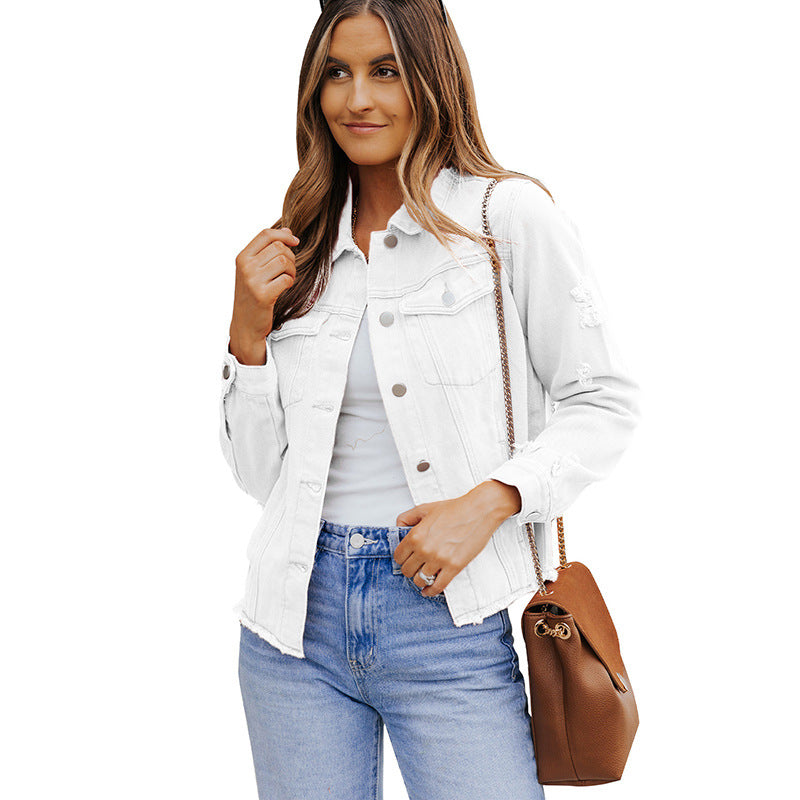Damen-Jeansjacke mit entspannter Passform und funktionellen Taschen, Größe