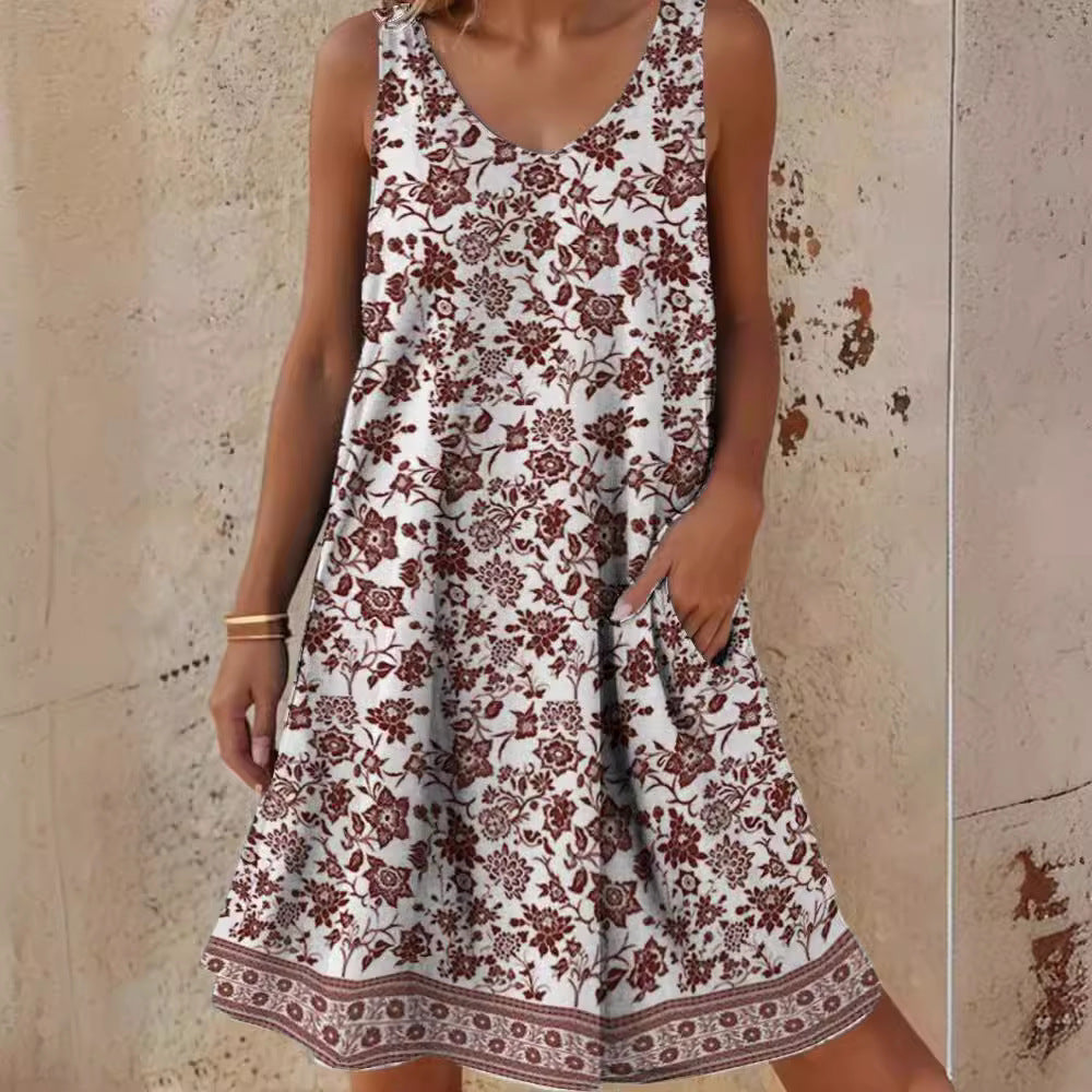 Damen Freizeitkleid mit lässigem Schnitt und floralem Design Drune