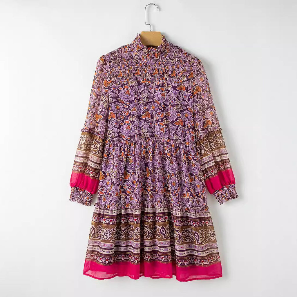 Damen-Midikleid im Boho-Stil mit elastischem Bund und voluminösen Ärmeln, Größe [Größe fehlt]