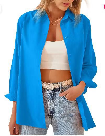 Damen Hemdbluse mit lockerem Schnitt, langen Ärmeln und modernen Details, Größe S