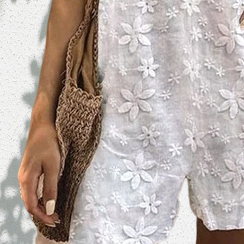 Damen-Jumpsuit mit floraler Stickerei und luftiger Passform, Größe